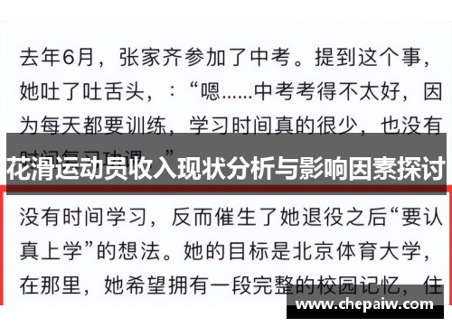 花滑运动员收入现状分析与影响因素探讨